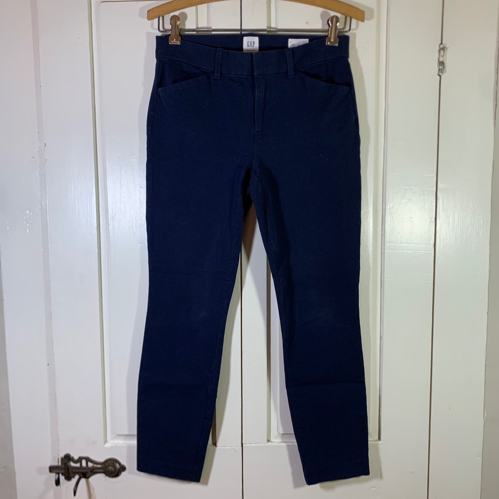 Gap Signature Skinny Ankle Pants Navy Blue Stretch Work Trousers Womens Size 2